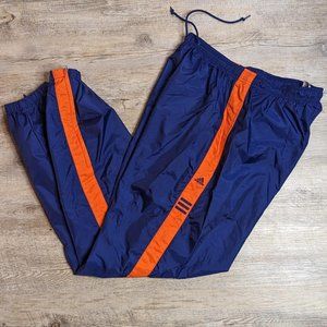 Y2K Adidas windbreaker pants size large navy blue and orange